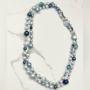 Vintage Long Beaded Link Chain Necklace